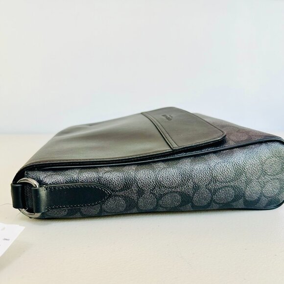 COACH HOUSTON MAP BAG IN SIGNATURE CANVAS CROSSBODY MESSENGER BAG UNISEX - Picture 2 of 11